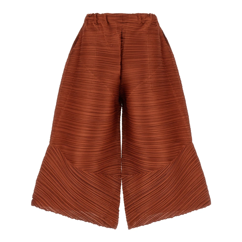 Issey Miyake Women's Brown Bermudas, L, Thicker Bounce Trousers