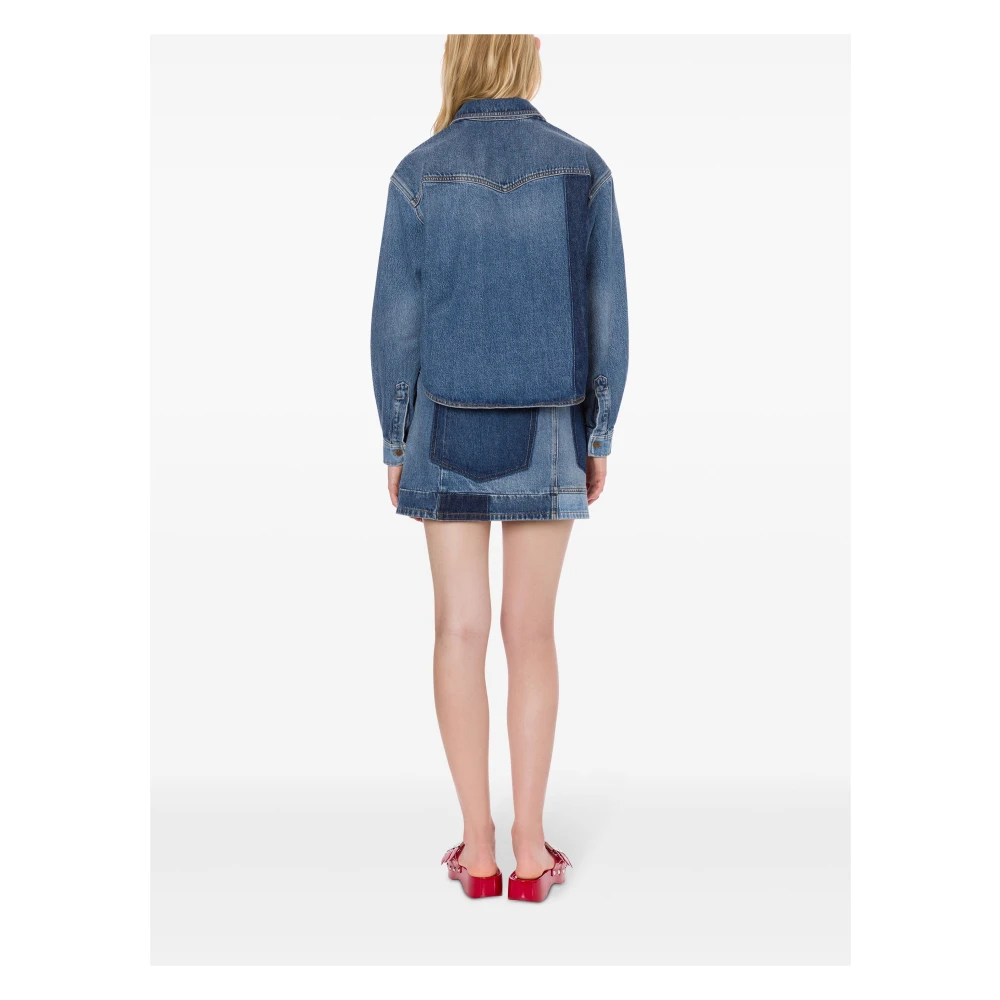 Philosophy di Lorenzo Serafini Blauwe Patchwork Denim Overhemd Blue Dames