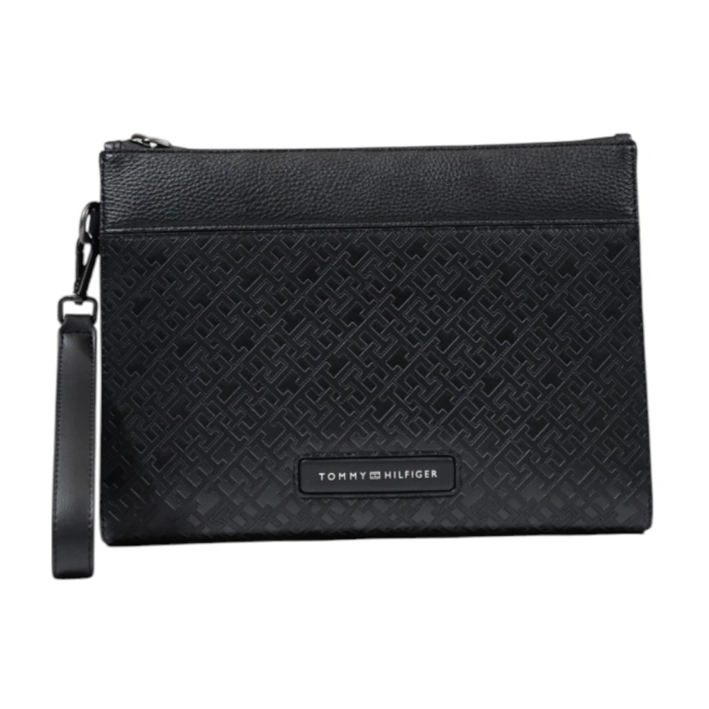 Tommy Hilfiger Zwarte rits handtas met binnenzakken Black Heren