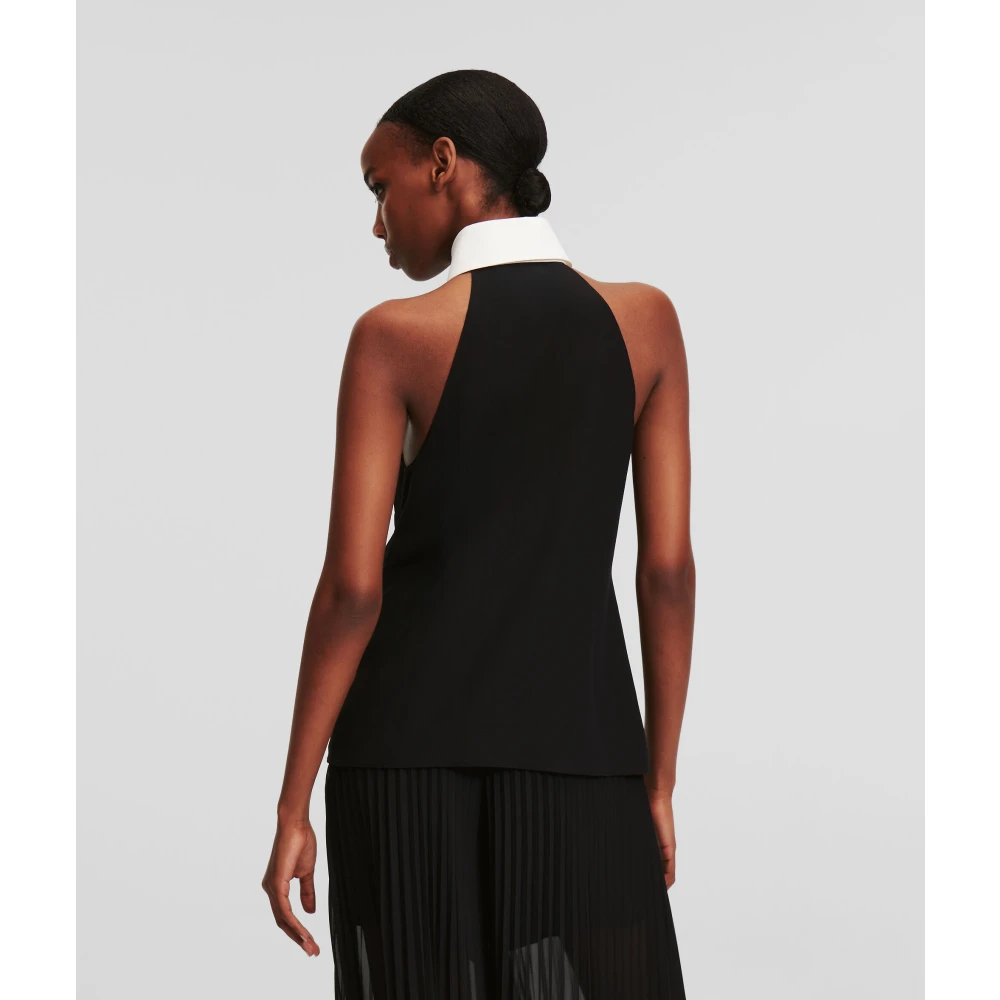 Karl Lagerfeld Extravagante tops met contrasterende kraag Black Dames