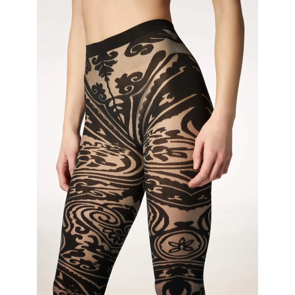 Wolford Tattoo Print Sheer Zwarte Panty's Black Dames