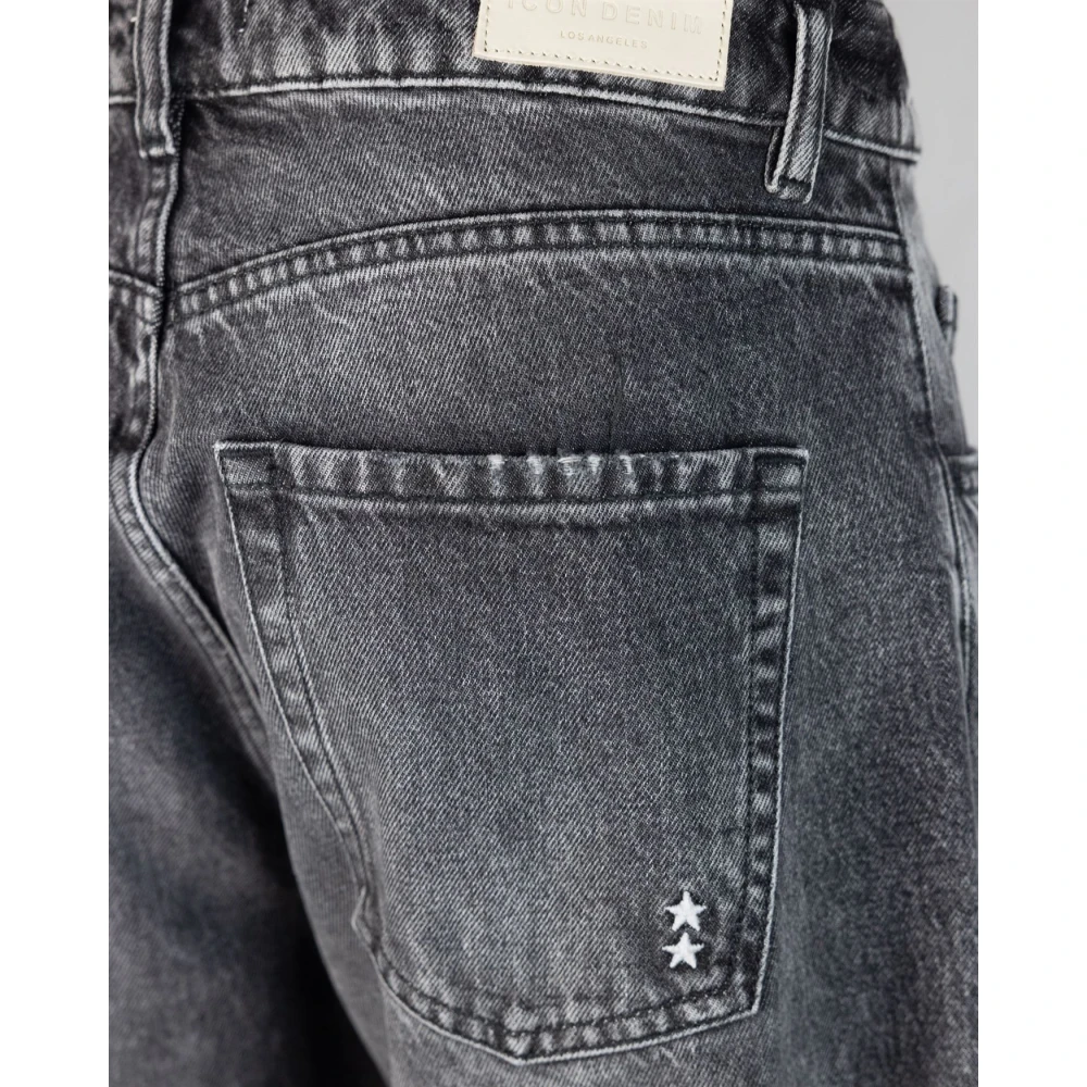 Icon Denim Zwarte Wijde Pijp Lage Taille Jeans Black Dames