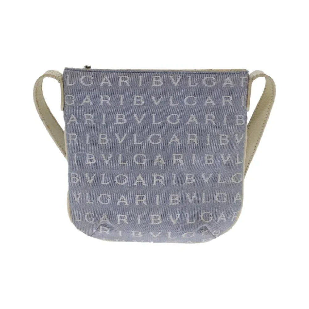 Bvlgari Vintage Pre-owned Cotton shoulder-bags Blue Dames