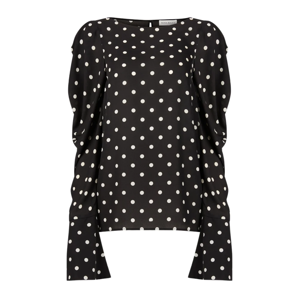 Nina Ricci Zwarte Blouse met Pofmouwen Black Dames