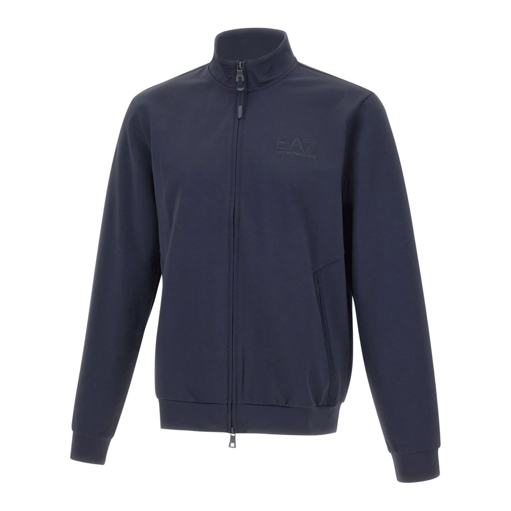Emporio Armani Ea7 Mannelijk Blauw Hoodies & Sweatvesten Heren, L, Nylon, Train Lux Zip Sweatshirt