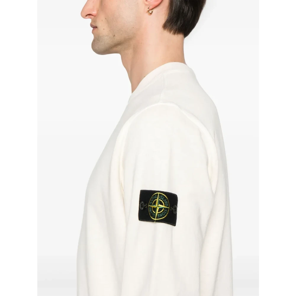 Stone Island Witte Crewneck Sweatshirt met Contrasterende Stiksels White Heren
