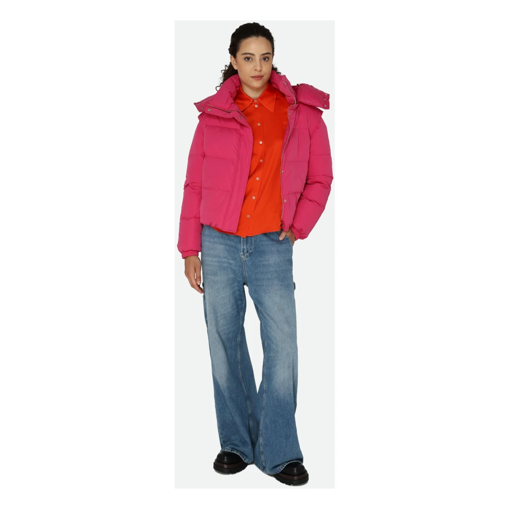 PATRIZIA PEPE Fuchsia Puffer Bomber Jas Purple Dames