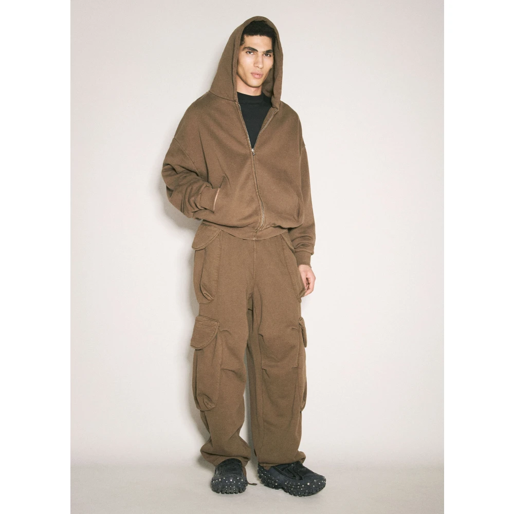 Entire Studios Gewassen Katoenfleece Hoodie Brown Heren