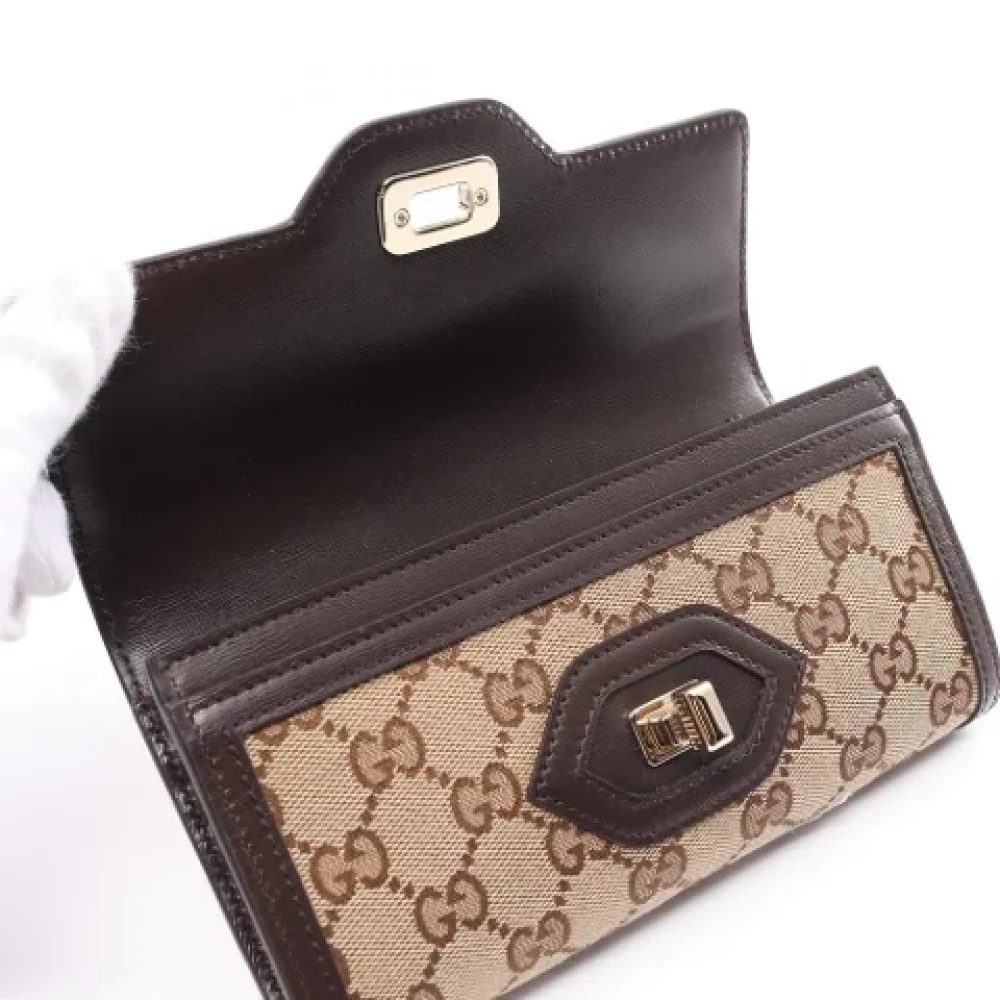 Gucci Vintage Pre-owned Canvas wallets Beige Dames