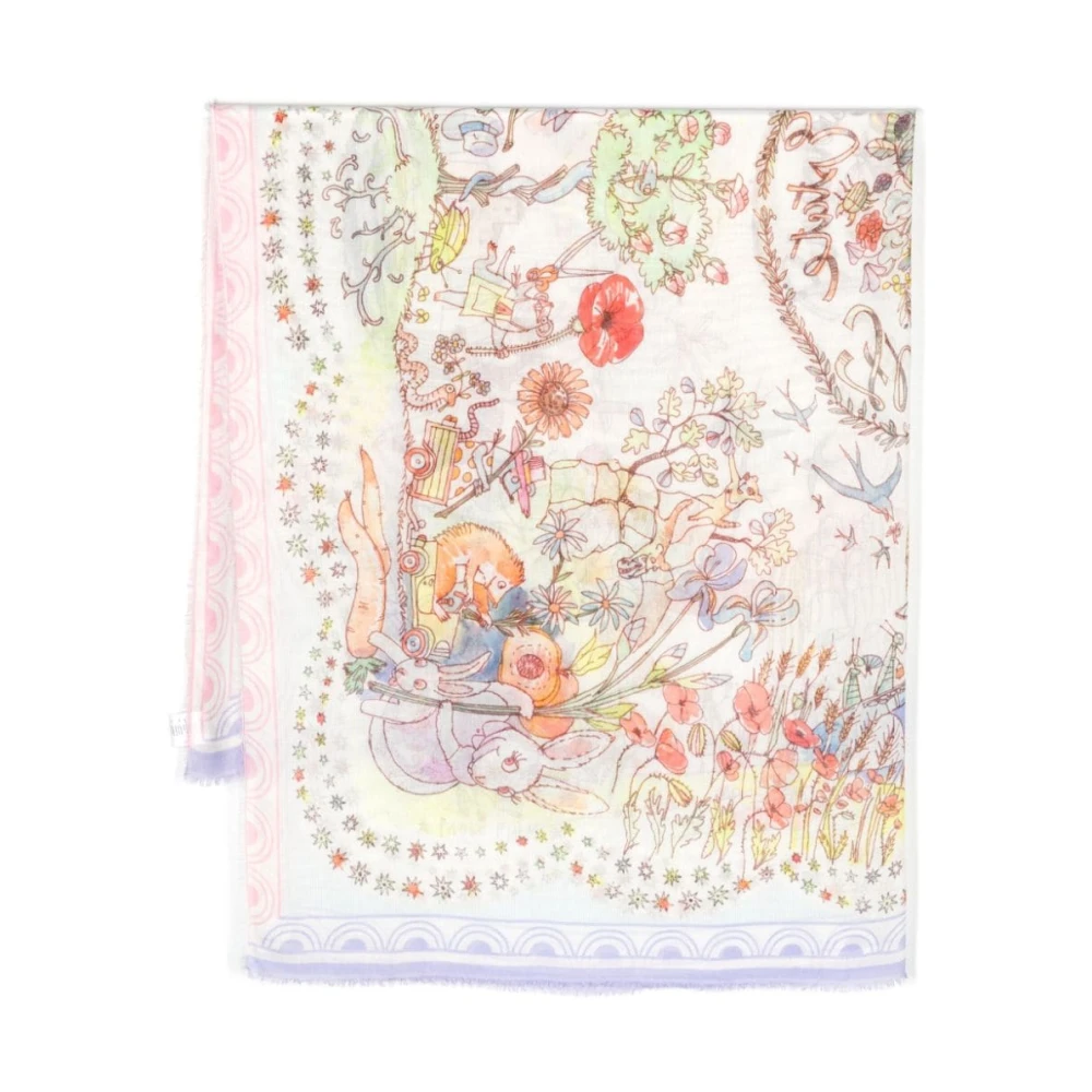 Faliero Sarti Grafisch Bedrukte Sjaal met Raffelige Rand Multicolor Dames