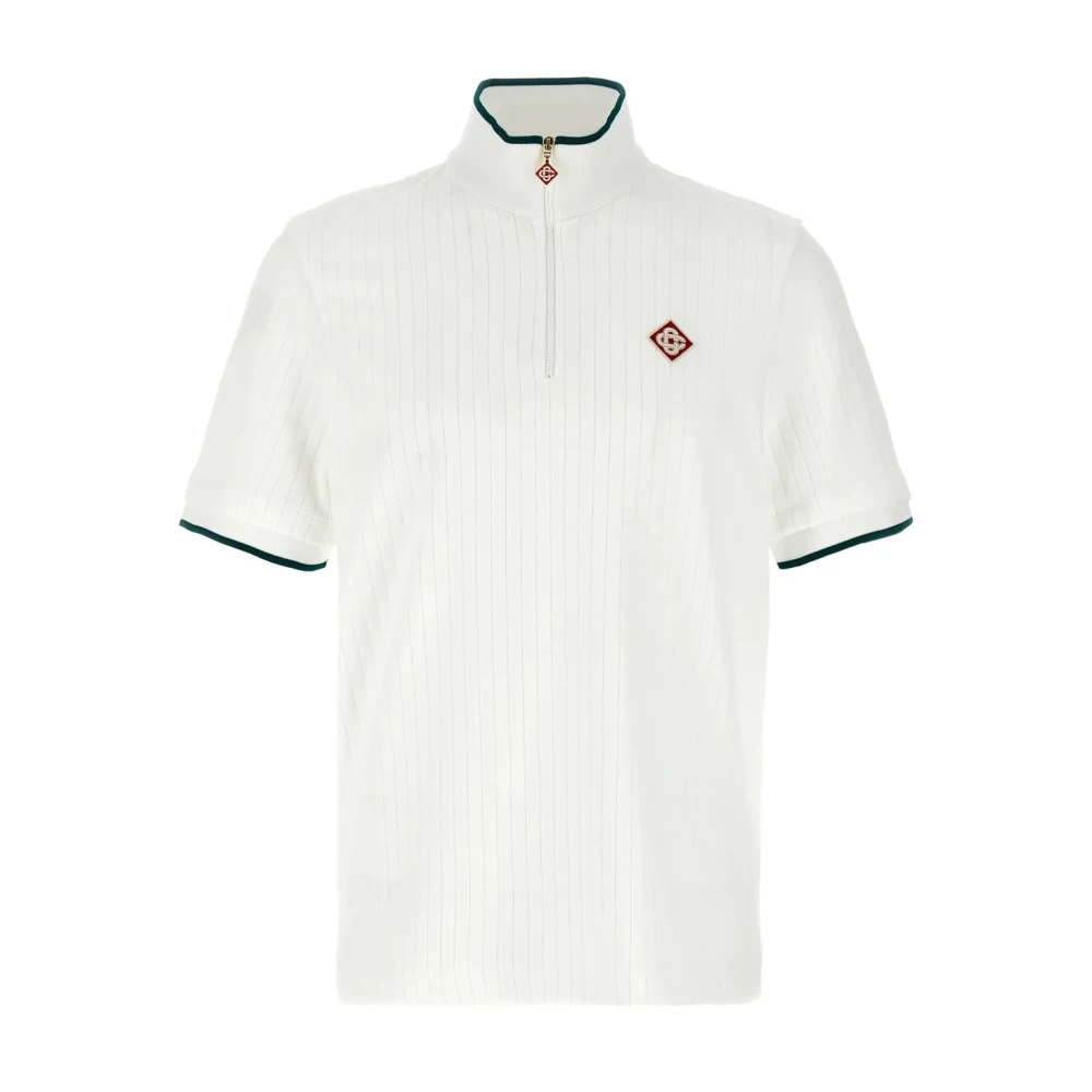 Casablanca Geribbeld fluwelen T-shirt met ritssluiting White Heren
