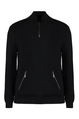 Räfflad Stickad Ull Turtleneck Tröja