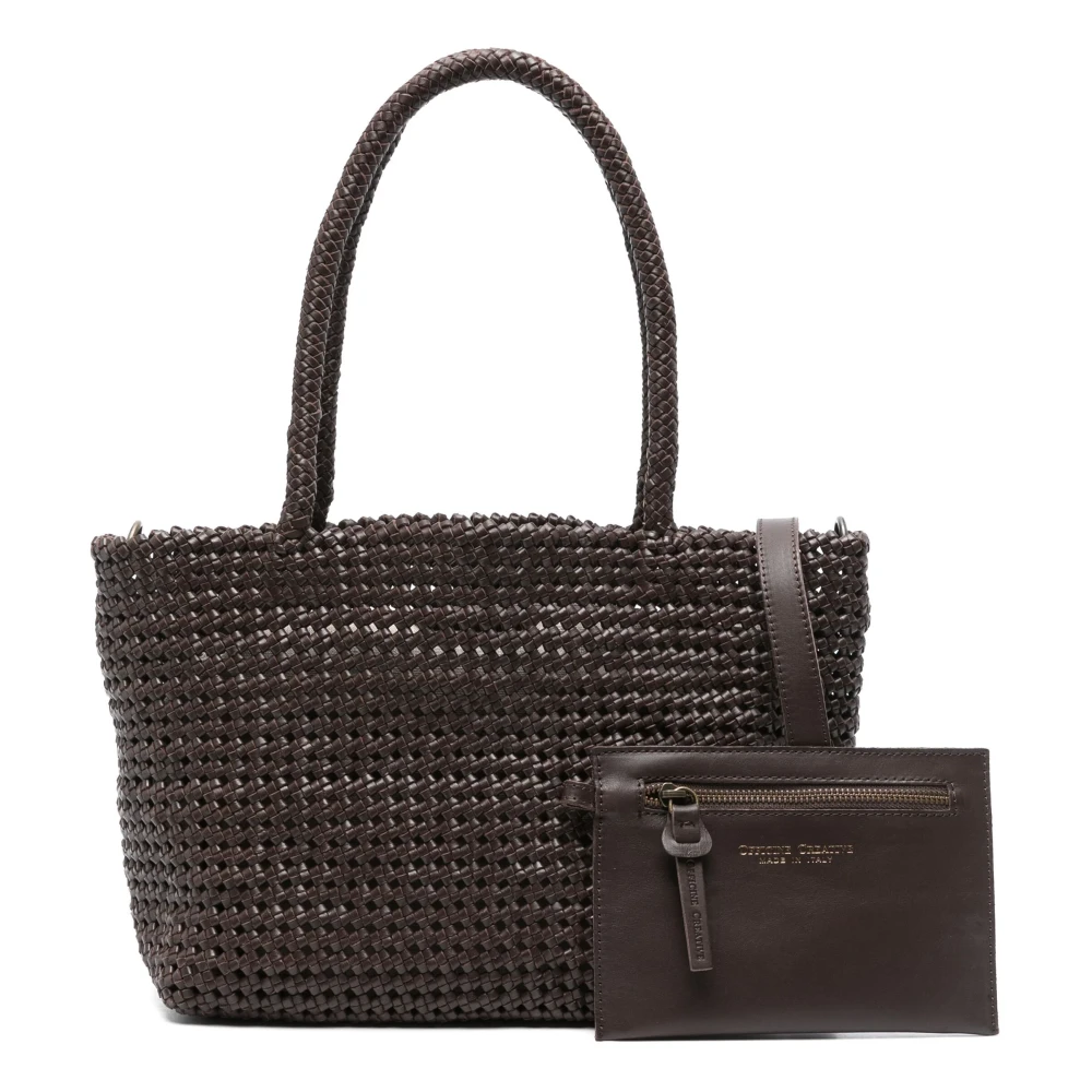 Officine Creative Susan Woven Leather Tote Bag Brown Dames