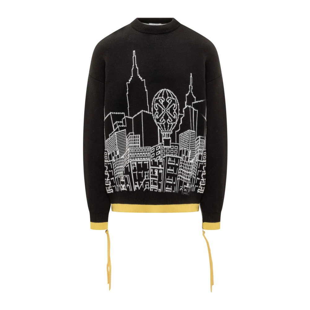 Off White Skyline Stickad Tröja Black, Herr