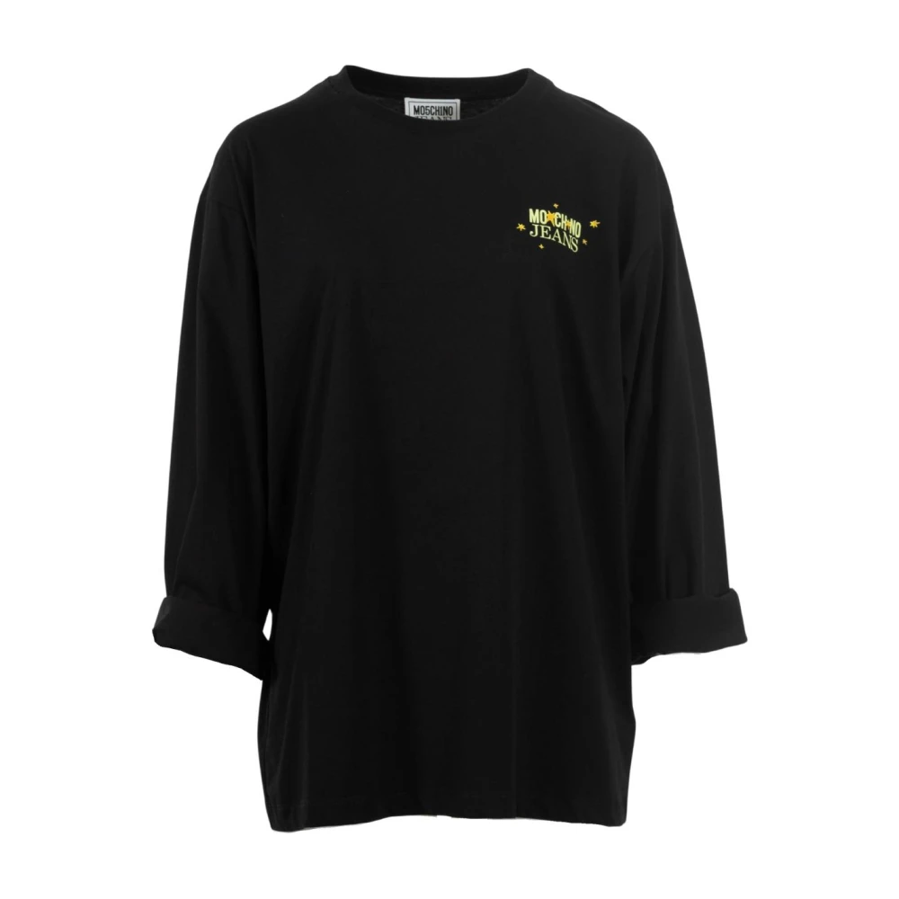 Moschino Lange Mouw Grafisch T-shirt Zwart Black Dames