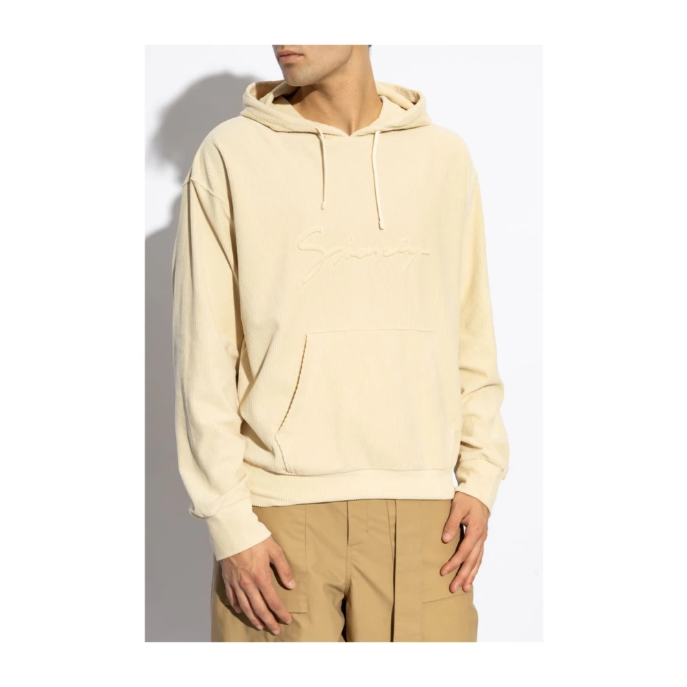 Givenchy Velvet Hoodie met Logo in Reliëf Beige Heren