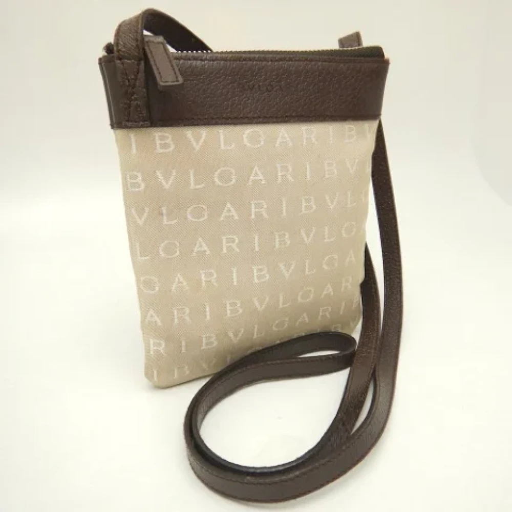 Bvlgari Vintage Pre-owned Fabric shoulder-bags Beige Dames