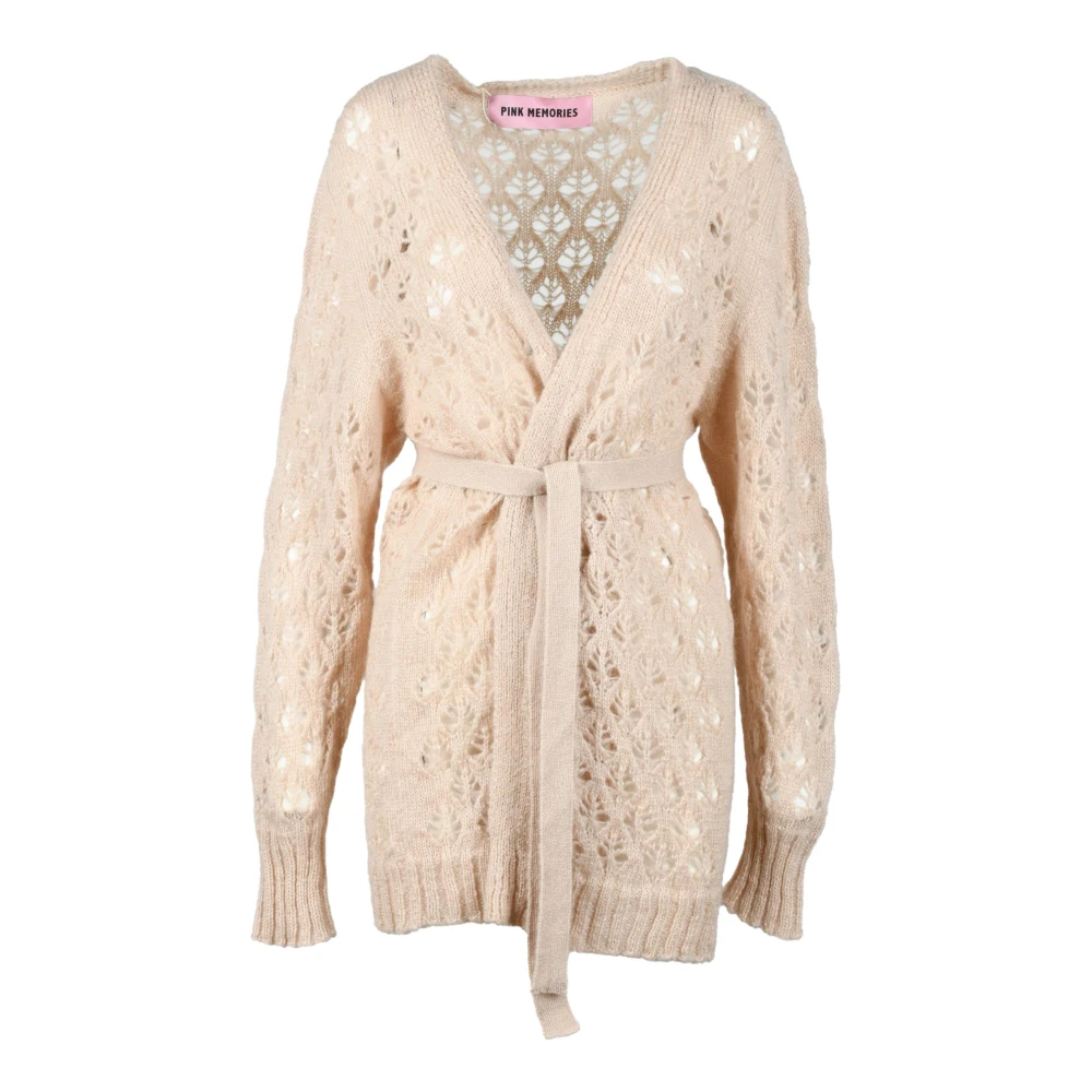 Pink Memories Zachte Mohair Blend Vest Beige Dames