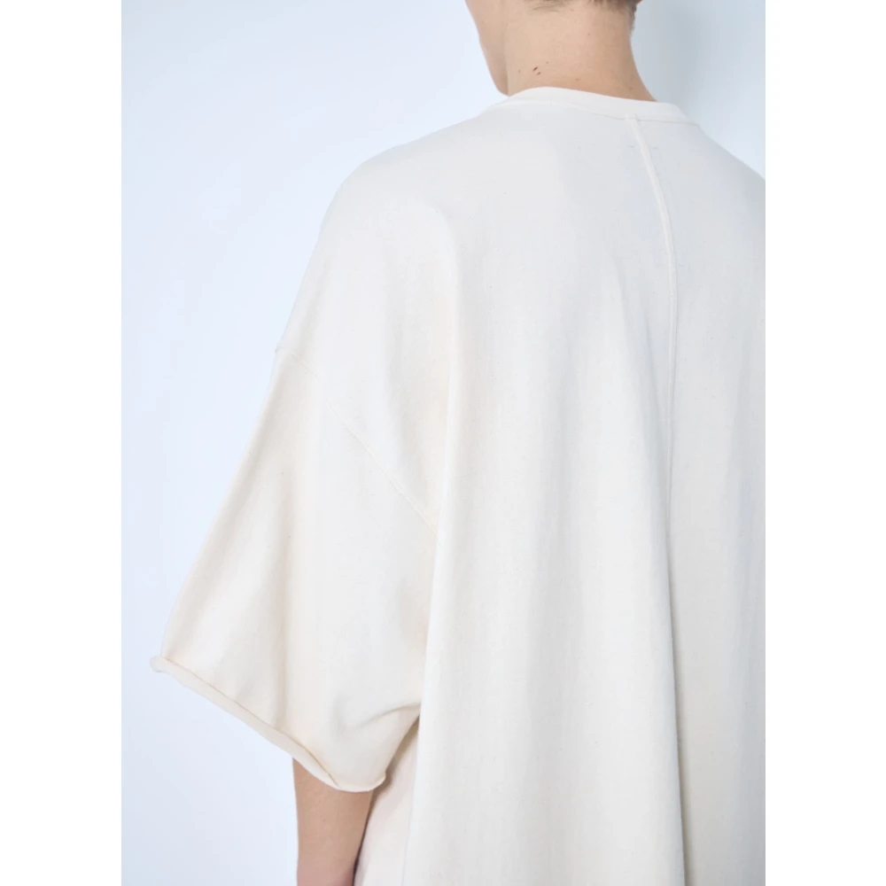 Rick Owens Effen Gebreide T-shirt met V-hals van Katoen Beige Heren