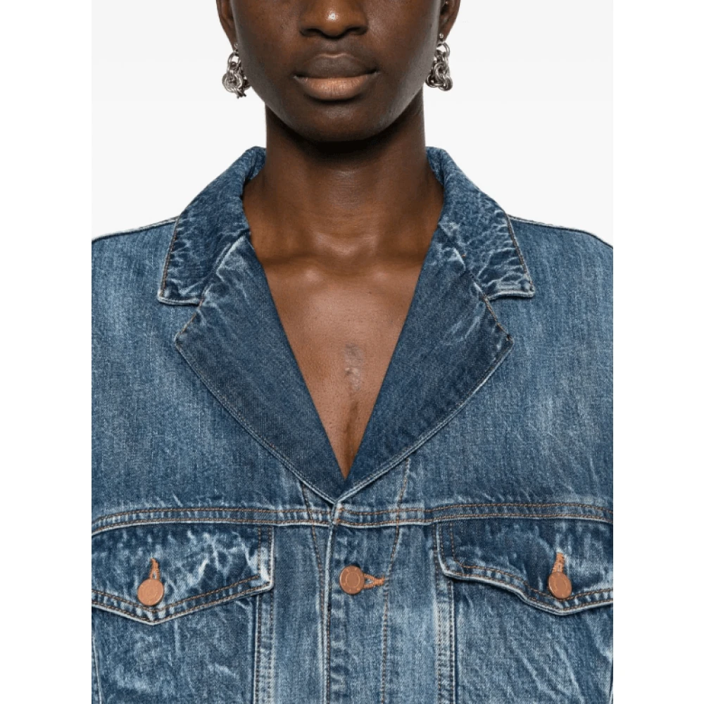 3X1 Indigo Denim Jack met Notched Revers Blue Dames