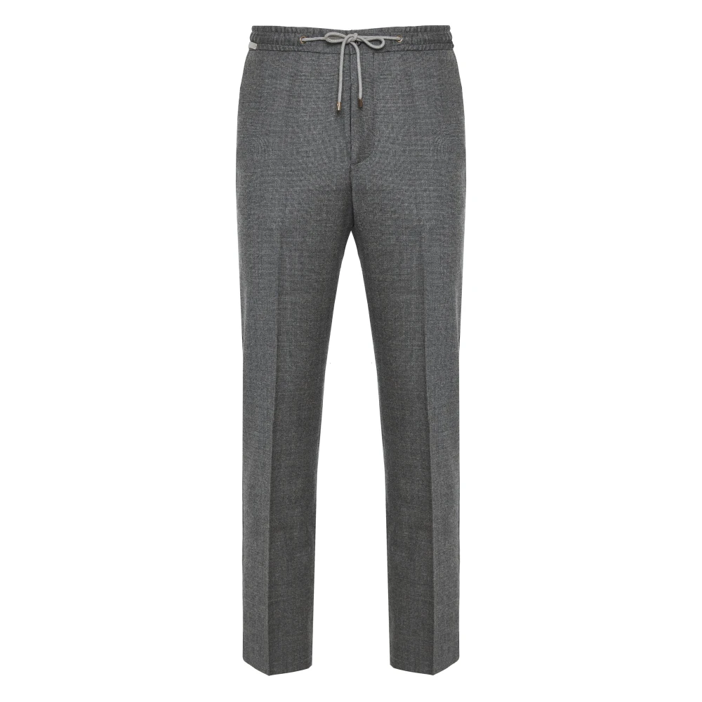 Corneliani Flanell Dragsko Stretchbyxor Gray, Herr