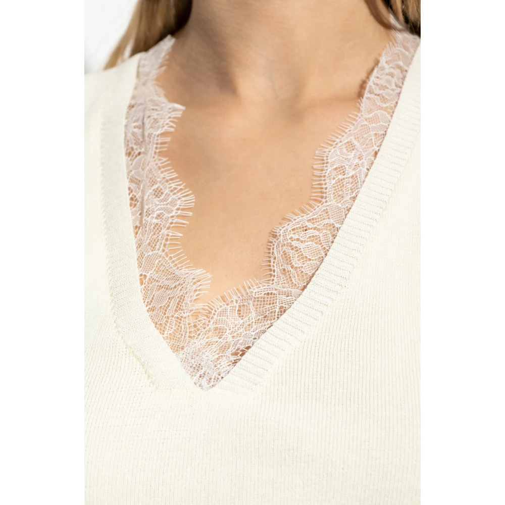 JW Anderson Top met kanten afwerking Beige Dames