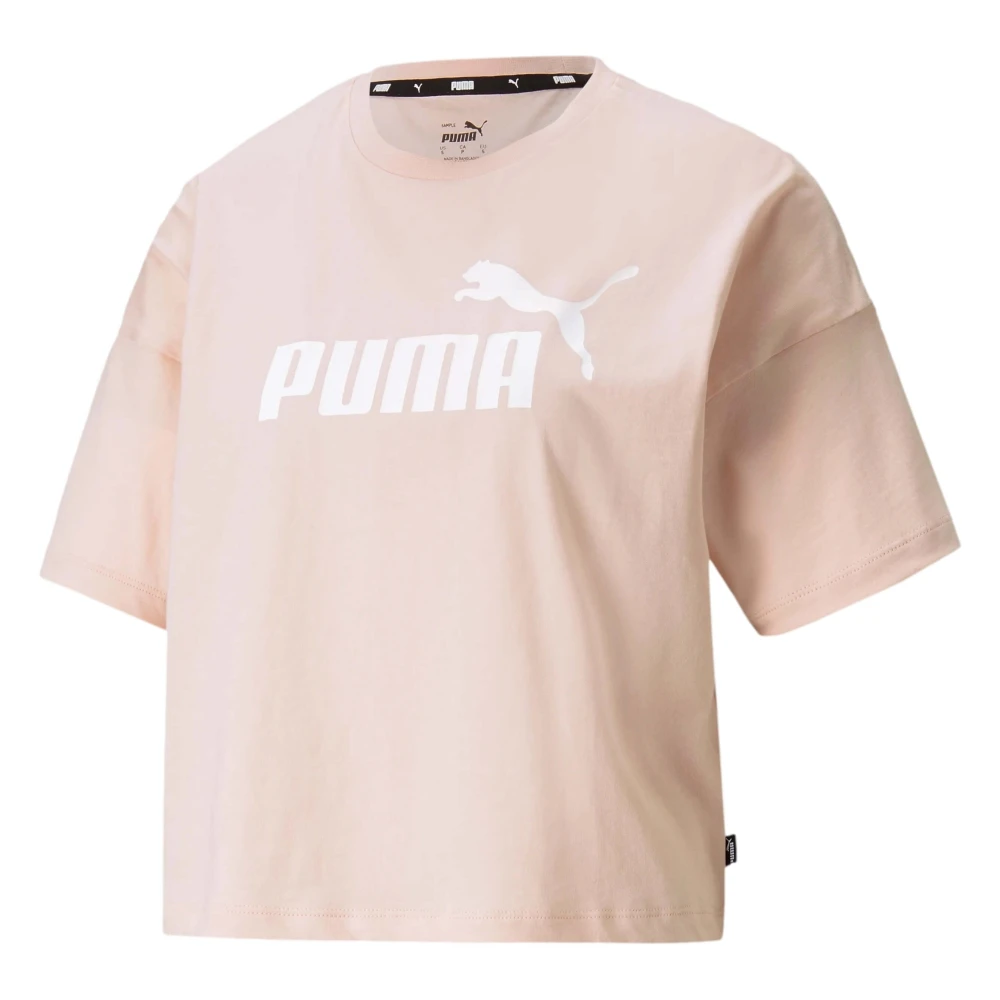 Puma Ess Cropped Logo T-shirt Pink Dames
