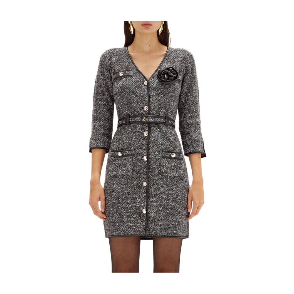 Blugirl Grijze Elegante Jurk met Geborduurde Details Gray Dames