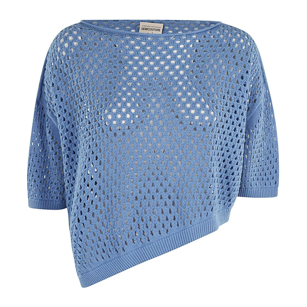 Semicouture Blauwe Boothals Trui Blue Dames