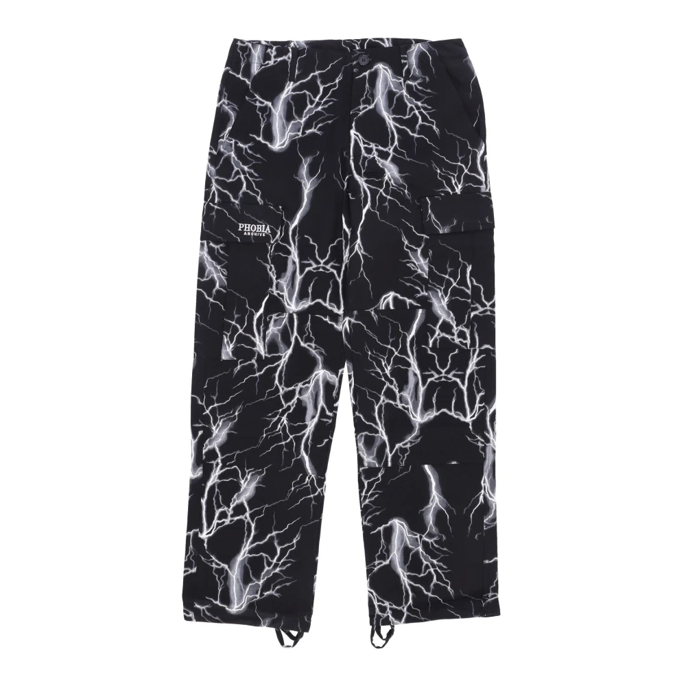 Phobia Archive Mannelijk Zwart Fitness Heren, S, Katoen, Long Lightning Cargo Pants