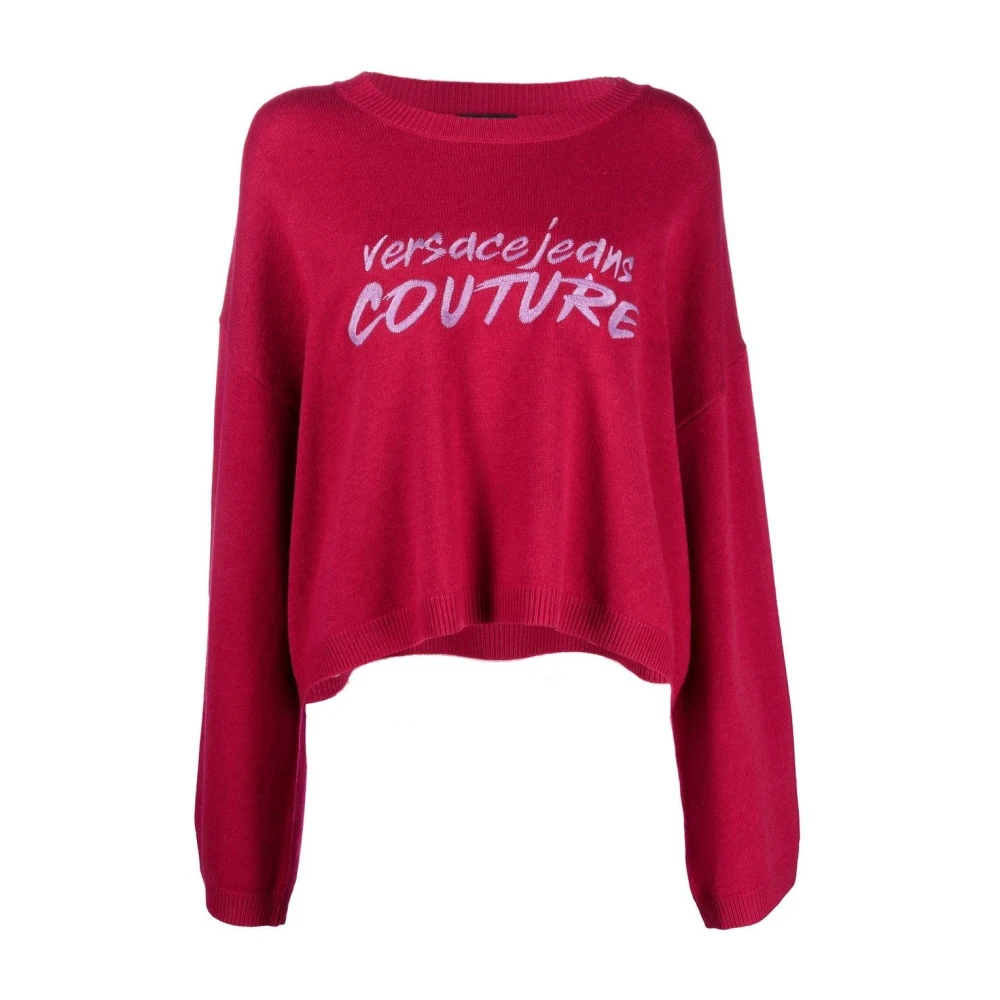 Versace Jeans Couture Geborduurd Logo Modieus Stijlvol Ontwerp Pink Dames