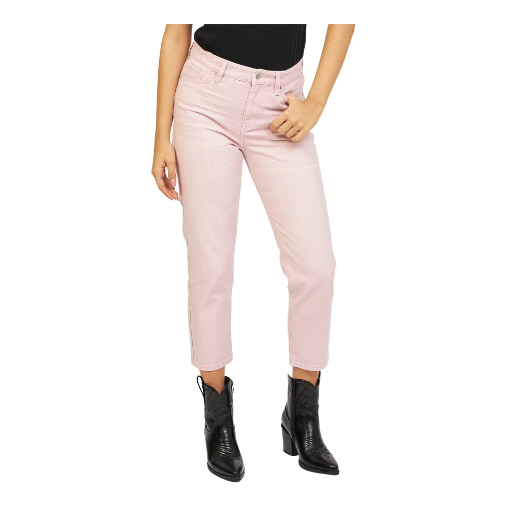 Armani Exchange Roze Bedrukte Boyfriend Fit Cropped Jeans Pink Dames