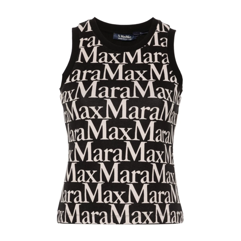 Max Mara Mouwloze Katoenen Top met Logoprint Multicolor Dames