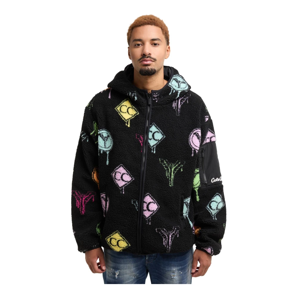 carlo colucci Omkeerbare Teddy Fleece Jas Black Heren