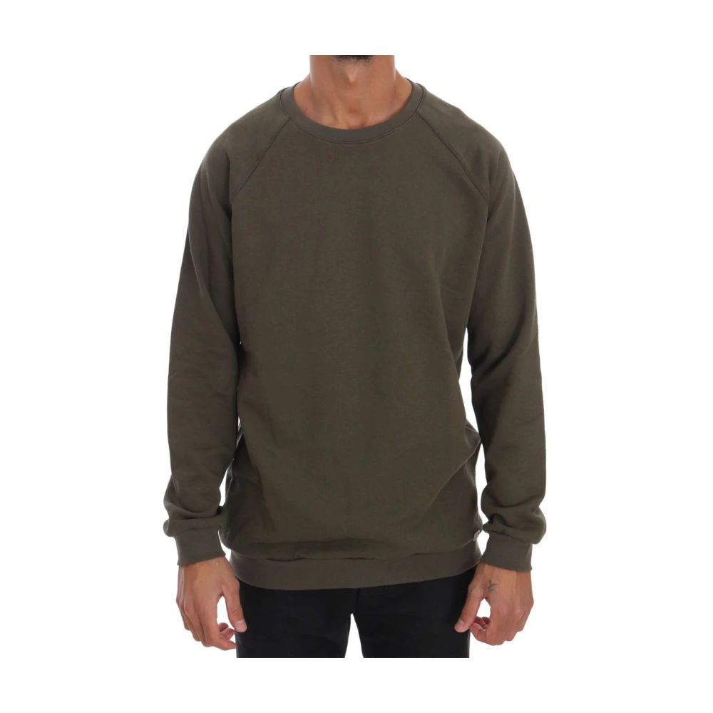 Grønn Crewneck Sweater Italiensk Håndverk