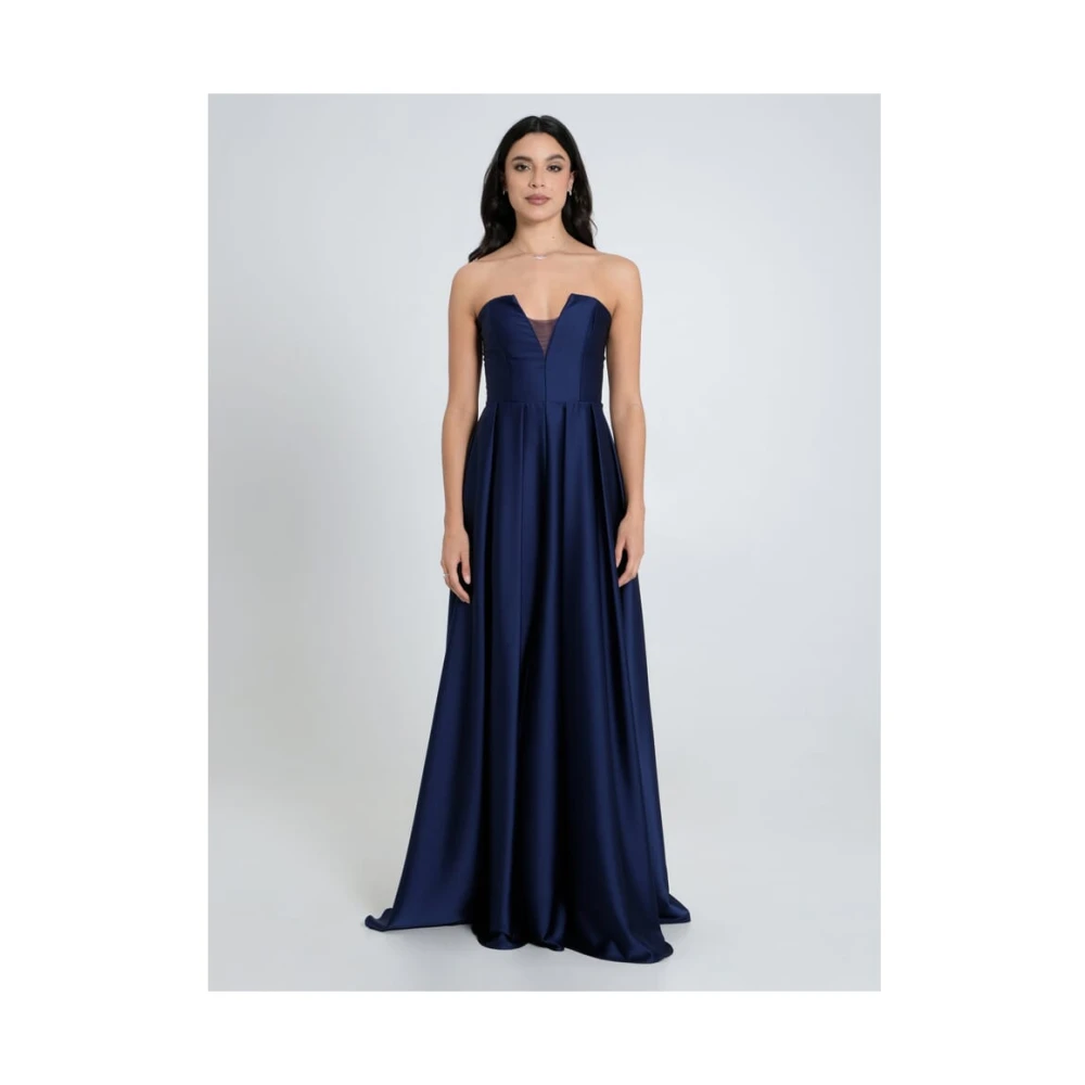 RINASCIMENTO Satin bustier jurk met splinters Blue Dames
