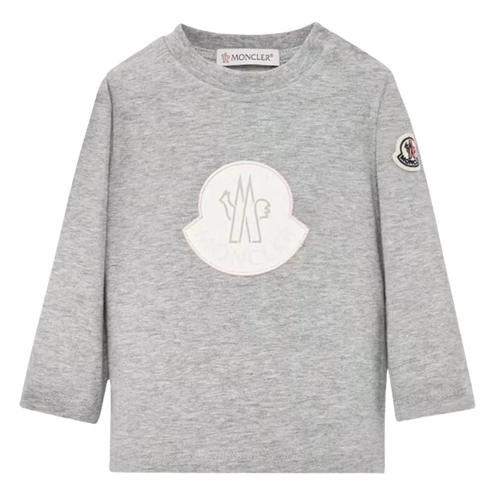 Moncler Girls Gray Kids Short Sleeve T-Shirts, 3 Y, Baby Logo T-Shirt In Grey