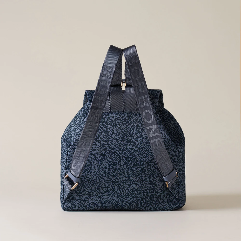 Borbonese Denim Rugzak met Archiefgesp Sluiting Blue Dames