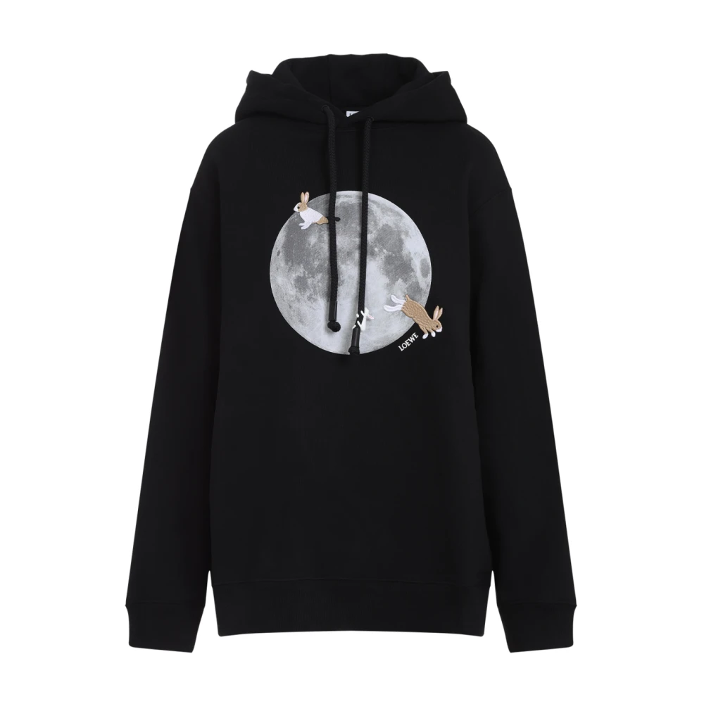 Loewe Zwarte Loose Fit Hoodie Black Dames