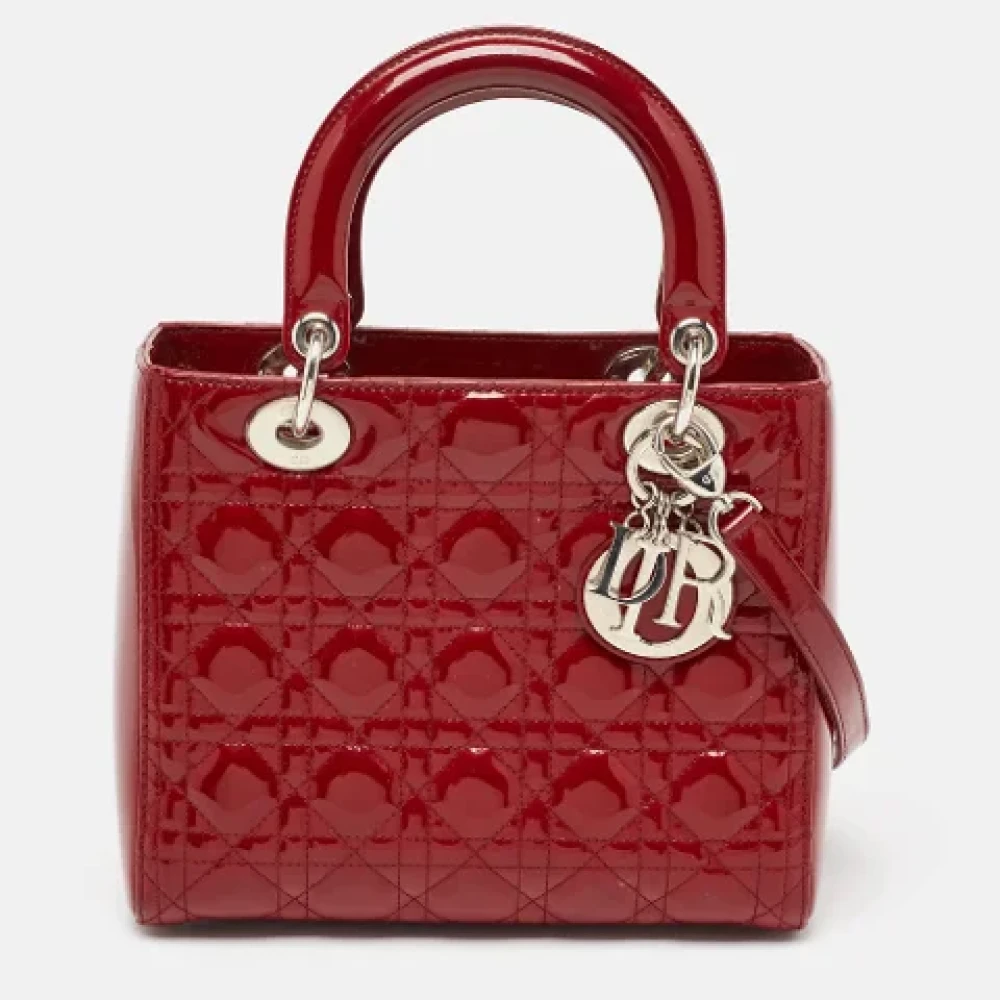 Dior Vintage Pre-owned Leather handbags Red Dames