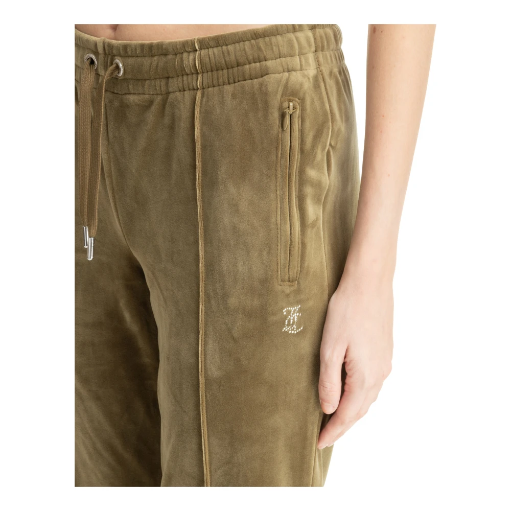Juicy Couture Middelhoge Taille Koord Sweatpants met Swarovski Green Dames