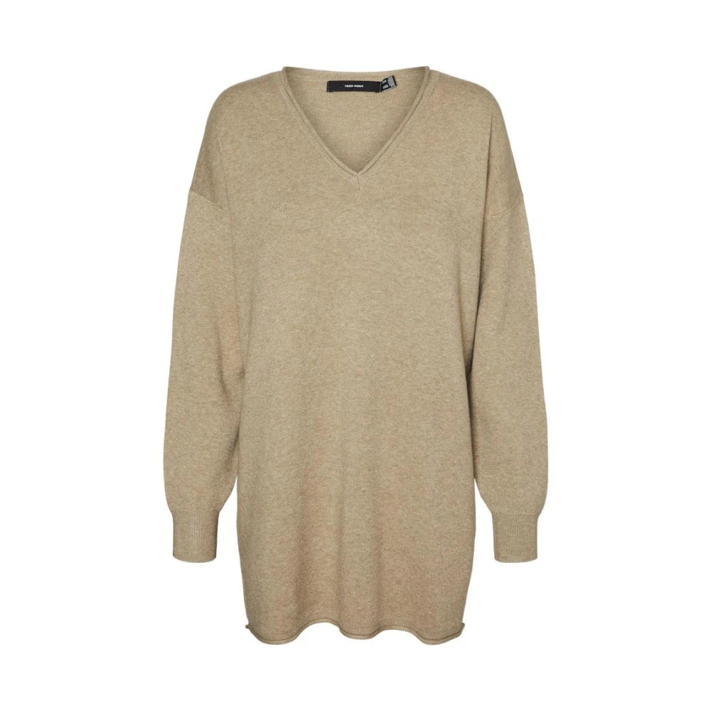 Vero Moda Gouden V-hals trui in Zilver Mink Beige Dames