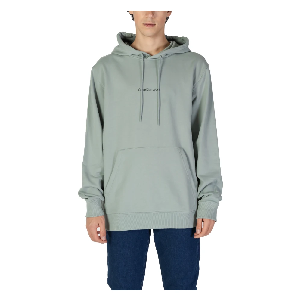 Calvin Klein Jeans Men's Green Hoodies, 2XL, Monogram Cotton Jumper Autumn/Winter Collection