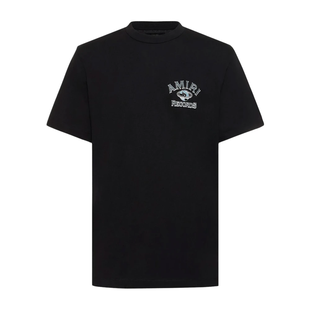 Amiri Zwarte Geribbelde T-shirt met Maxi Print Black Heren