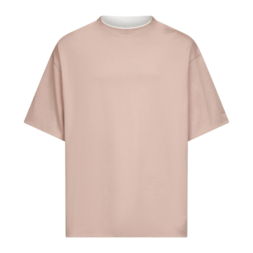 Jil Sander Mannelijk Roze Tops Heren, S, Katoen, Katoenen Reversible T-Shirt