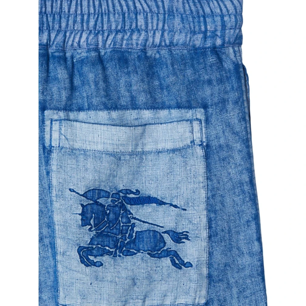 Burberry Denim Shorts met Logo Blue Heren