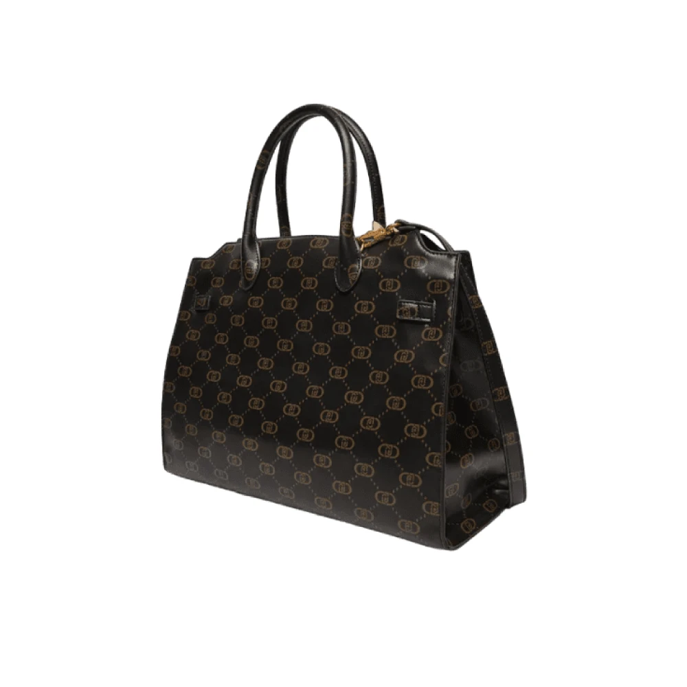 Liu Jo Zwarte Satchel Tas met Gouden Details Black Dames