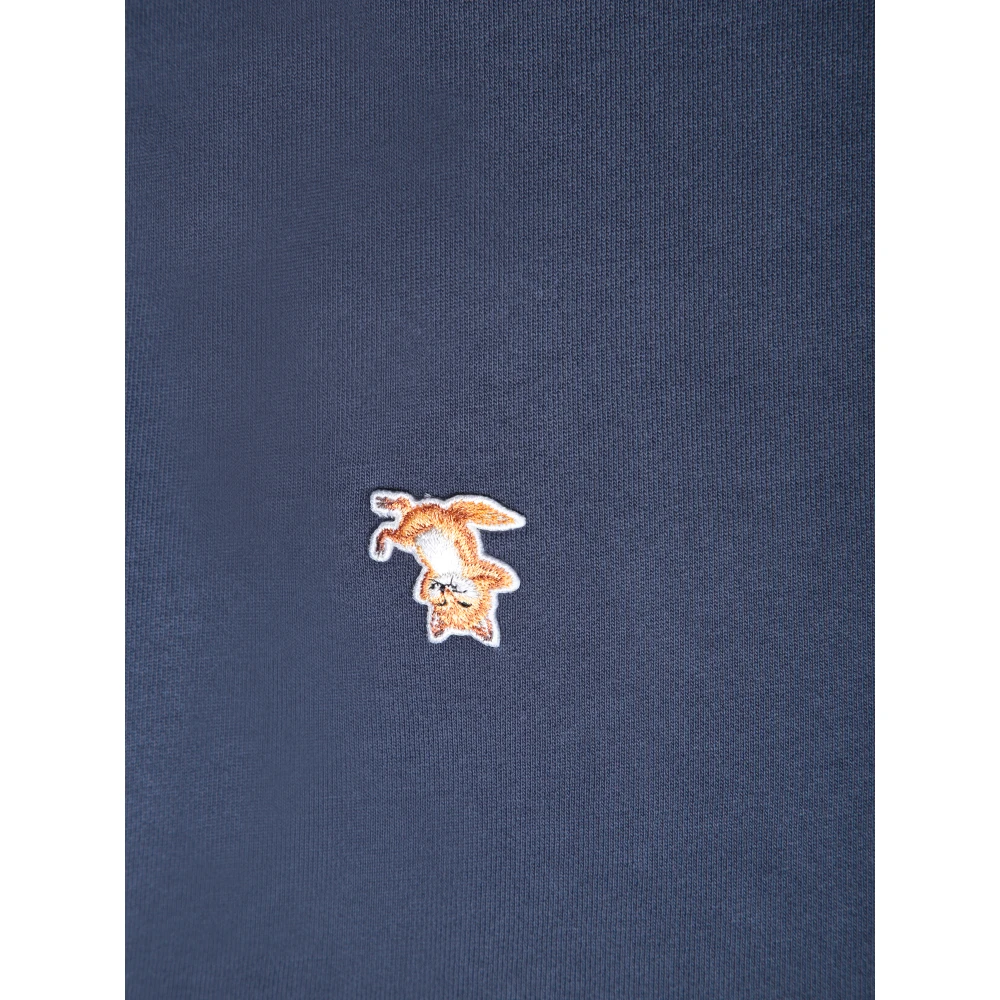 Maison Kitsuné Blauwe Sweatshirt met Borstbadge Blue Heren