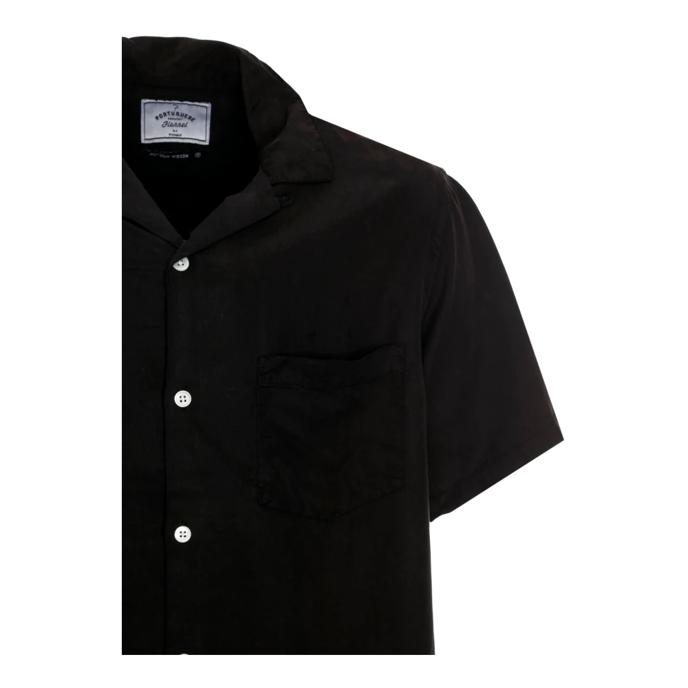 Portuguese Flannel Casual korte mouwen hond print overhemd Black Heren