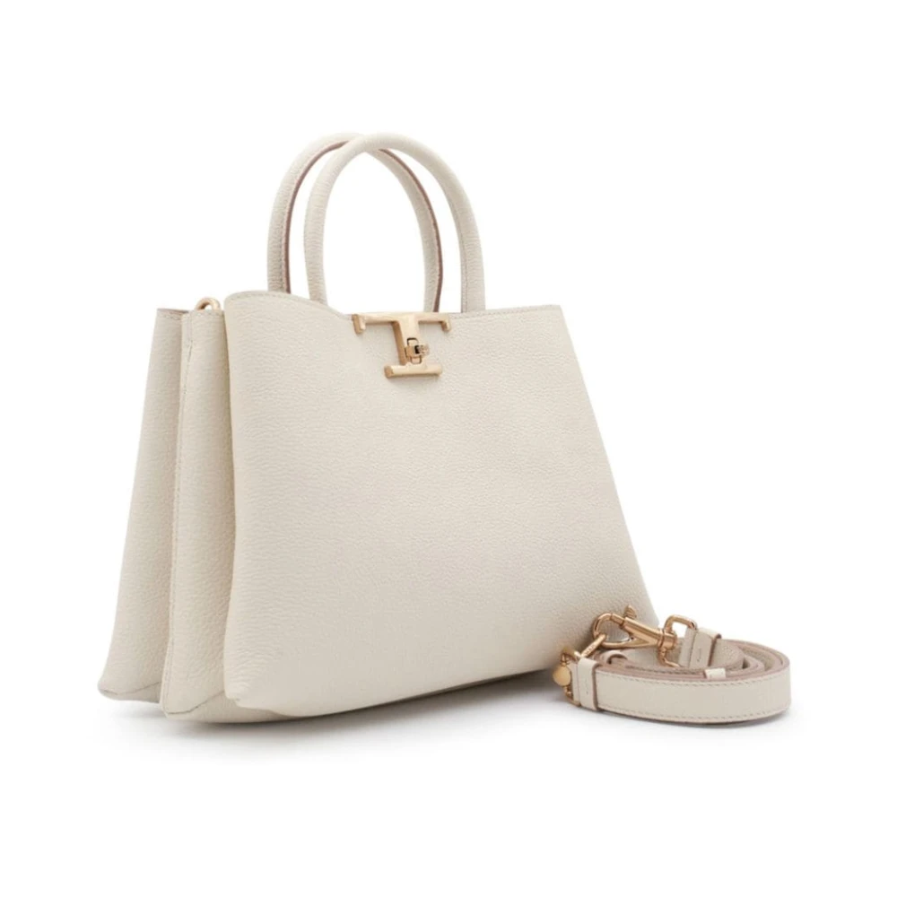 TOD'S Kalfsleren Shopper met Draaislot Beige Dames